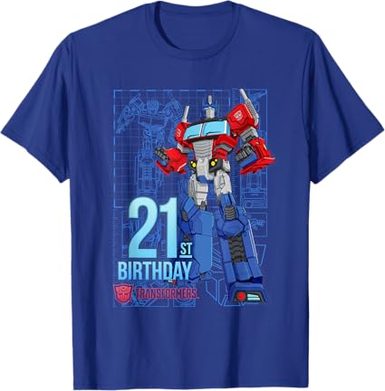 T-shirt de aniversário dos 21 anos do Optimus Prime dos Transformers