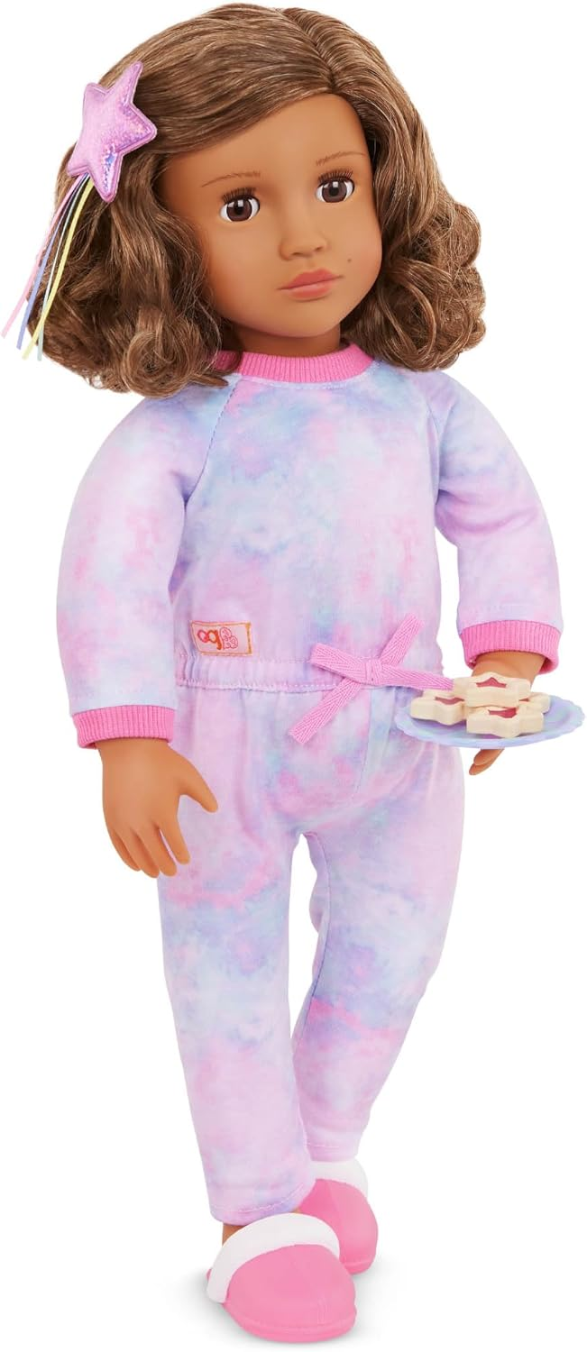 Boneca Luna Sleepover da Our Generation – Boneca de pijama de 45 cm e conjunto para dormir – Inclui roupa para dormir e conjunto de acessórios