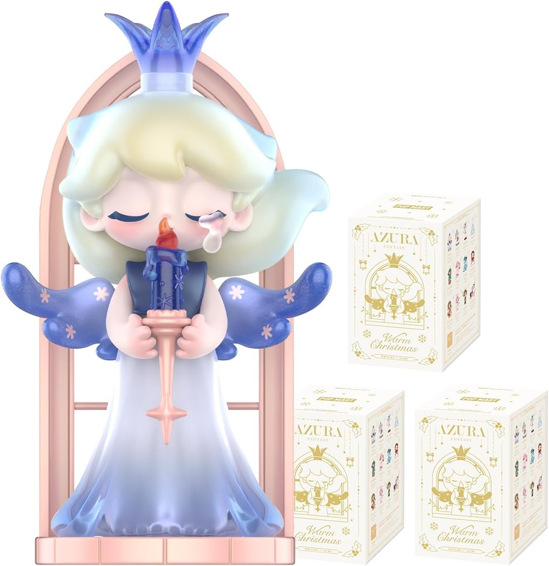 POP MART AZURA Bonecos da série Warm Christmas, 1 caixa, bonecos de ação exclusivos, brinquedo de arte colecionável popular, bonecos fofos, presente criativo para festa de aniversário de Natal