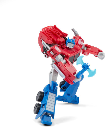 Transformers Toys EarthSpark Deluxe Class Optimus Prime, figura de ação convertível de 12,5 cm, brinquedo de carro robô colecionável para meninos e meninas a partir dos 6 anos