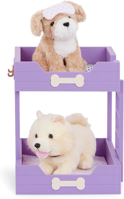 A Nossa Geração - Cama para animais de estimação e conjunto para peluches - Brinquedo de peluche - Acessórios para bonecas de 46 cm - Brincadeira de faz de conta - Brinquedo para crianças a partir dos 3 anos - Beliche para cachorros