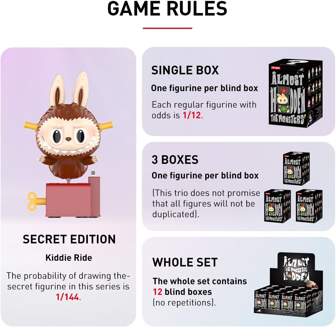 POP MART THE MONSTERS Conjunto quase oculto completo 1 peça 2,5 polegadas Personagem articulada Design premium Presentes para mulheres Figura de ação de brinquedo de arte chique favorita dos fãs