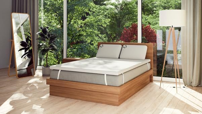 The Topper - Colchão de espuma viscoelástica com infusão de gel (hidroespuma) de bambu (casal pequeno: 190 x 120 x 5 cm) branco