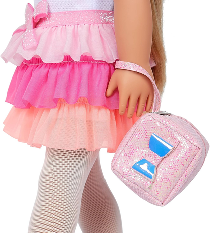 Our Generation - 46 cm - Boneca de moda com tema de laço - Thea - Cabelo loiro e olhos castanhos - 3 roupas e acessórios de estilo em caixa de oferta - Brincadeira de faz de conta - Brinquedos para crianças de 3 anos
