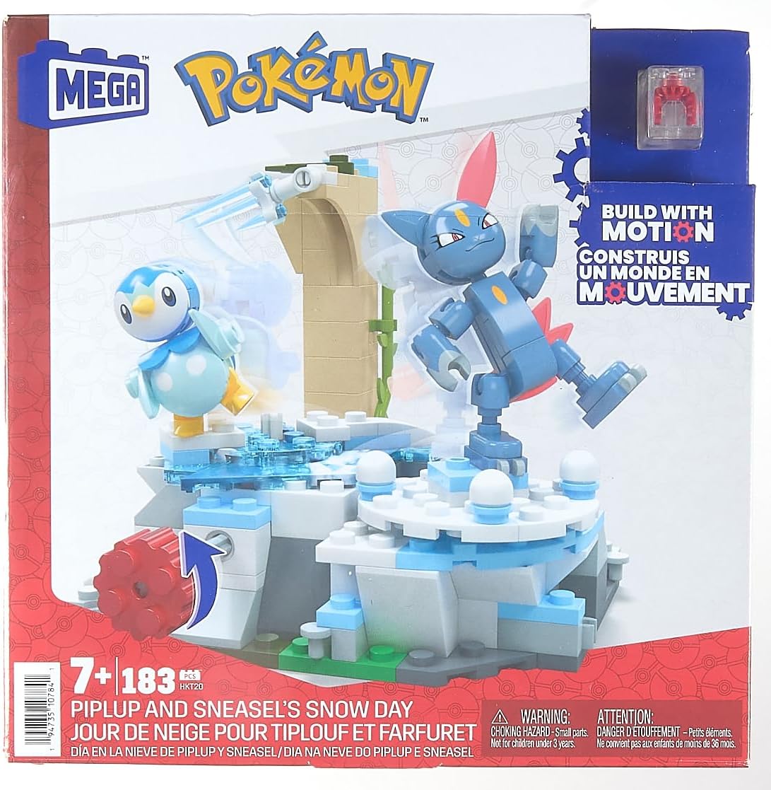 MEGA Pokémon Action Figure Building Toys, Piplup e Sneasel's Snow Day com 171 peças e movimento, 2 personagens articulados, para crianças, HKT20
