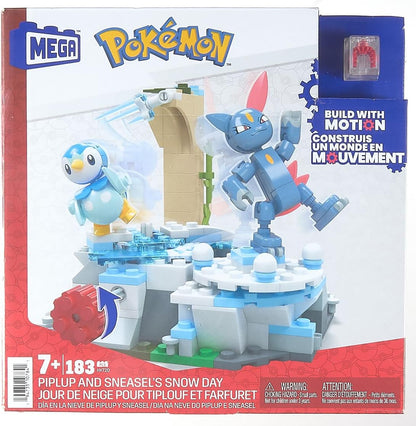 MEGA Pokémon Action Figure Building Toys, Piplup e Sneasel's Snow Day com 171 peças e movimento, 2 personagens articulados, para crianças, HKT20