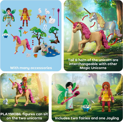 Playmobil Fantasy and Magic – Passeio das Fadas: 2 fadas, família de unicórnios e Joyling com caverna de pedras preciosas; estimula a criatividade; brinquedo para crianças a partir de 4 anos; 72067