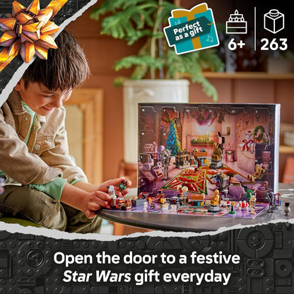 Calendário do Advento LEGO Star Wars 2025 para meninos a partir de 6 anos - Brinquedo de contagem regressiva para o Natal com 24 surpresas, incluindo 2 minifiguras e 5 figuras de droides - Ideia de presente - 75418