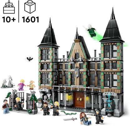 LEGO Conjunto Harry Potter Malfoy Manor, brinquedo de construção colecionável para crianças, apresenta minifiguras de 9 personagens, incluindo Dobby, presente criativo do mundo mágico