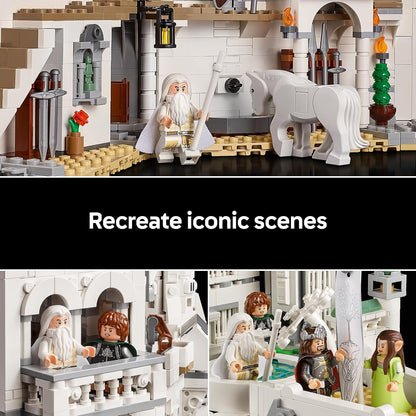 LEGO Icons O Senhor dos Anéis: Minas Tirith 11377 | Conjunto para adultos, kit de montagem 3D da Terra Média, 10 minifiguras colecionáveis, item de gravação de filme para montar, presente...