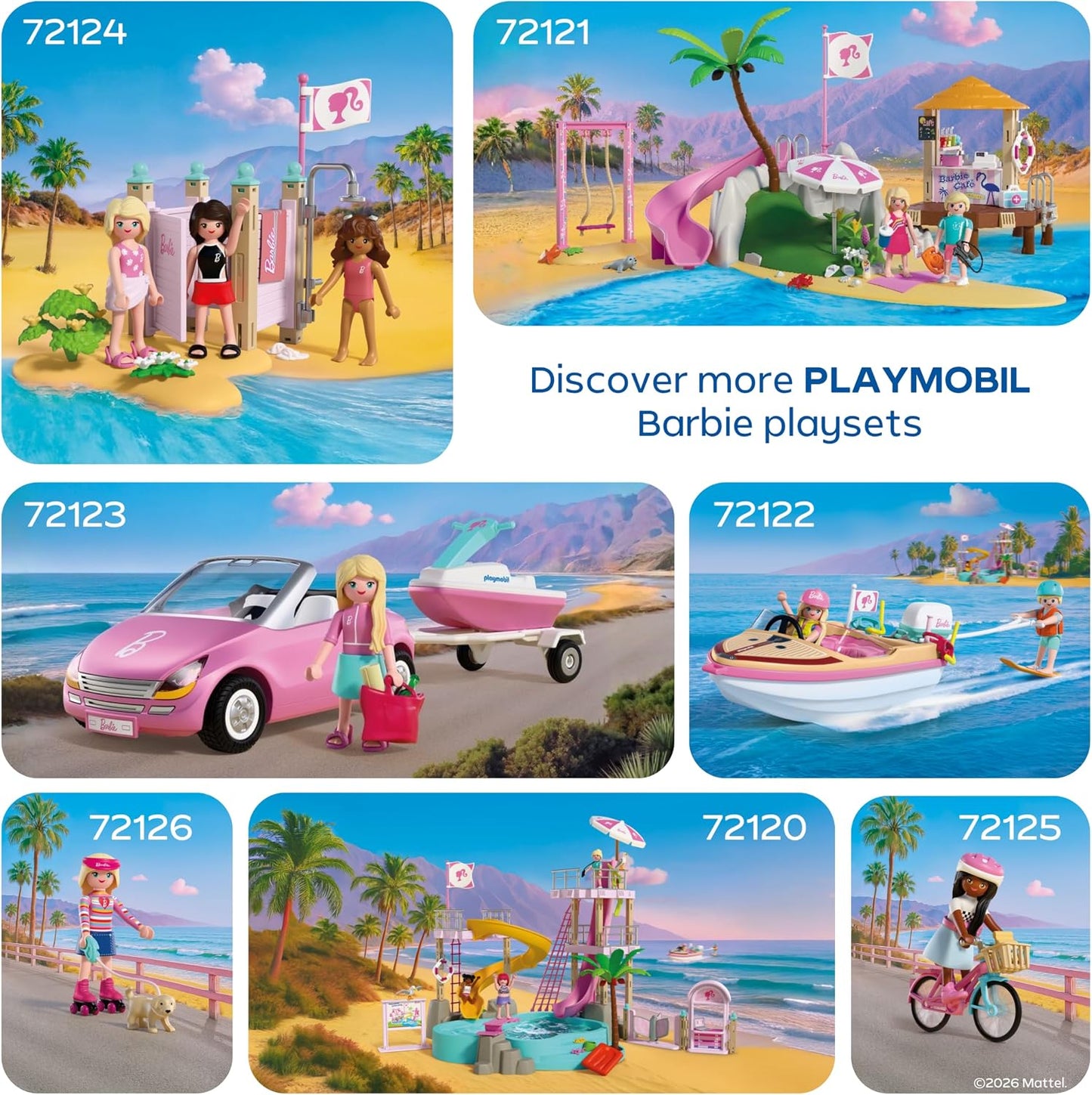 Playmobil | Barbie | Parque Aquático | Aventura de Verão com Barbie, Nikki e Daisy | Grande parque aquático com água de verdade, escorregadores e piscina | Sonhos de verão em Malibu para crianças a partir de 4 anos | 72120