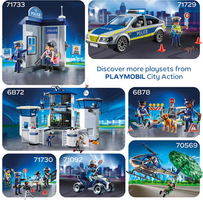 Playmobil Veículo da SWAT City Action, com Policial, Motocicleta do Criminoso e Faixa de Pregos, Brinquedo Infantil para Maiores de 4 Anos, 72066
