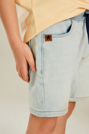 |Boy| Shorts Jeans Pull-On Em Jersey - Bleach (3 meses - 7 anos)