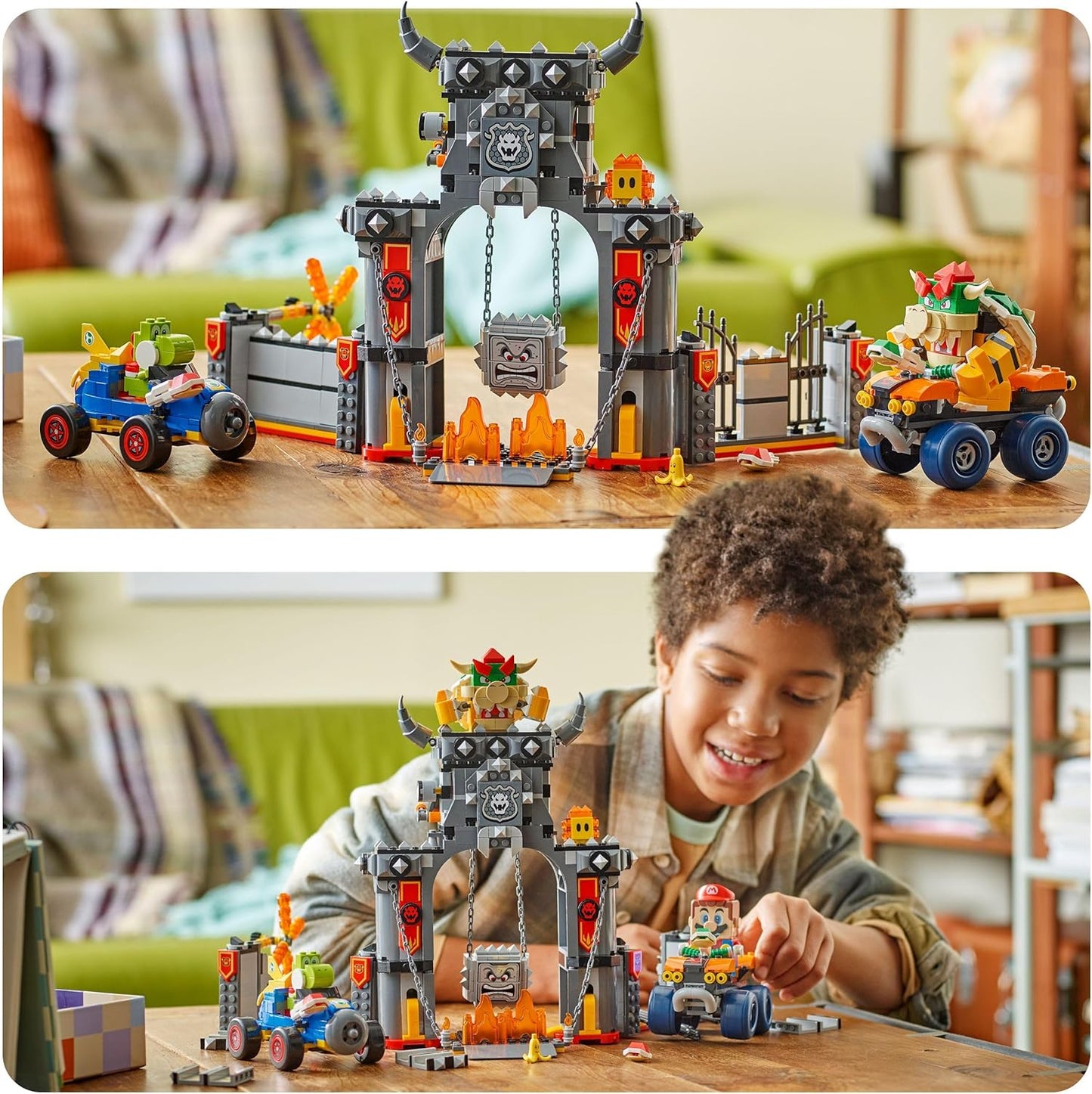 LEGO Super Mario: Mario Kart – Castelo do Bowser - Conjunto interativo com 2 carros e 4 figuras, incluindo Yoshi - Presente perfeito para crianças a partir de 9 anos - 72039