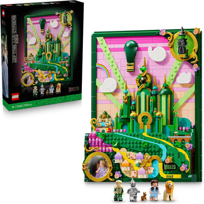 LEGO Wicked Emerald City Arte de Parede - Conjunto de Construção 3D para Adultos - Modelo de Exibição com 6 Minifiguras, incluindo Dorothy e uma Figura do Cão Toto - Decoração DIY para Casa - Presente para Fãs do Filme - 75685