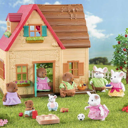 Li'l Woodzeez WZ6710Z Li'l Woodzeez - Familia de ratones Nibblekin con abuelos - Juego de 7 piezas con figuras en miniatura - Juguetes y accesorios de animales para niños a partir de 3 años