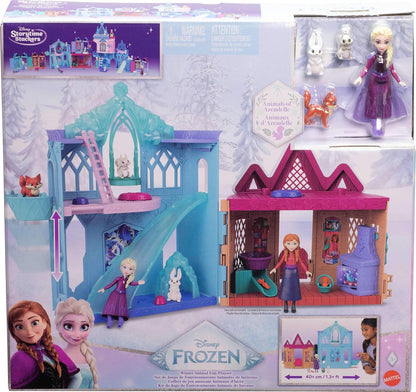 Mattel Conjunto de Brinquedo e Mini Boneca Disney Frozen Elsa e Animais de Inverno | 10 Áreas de Brincadeira, 3 Figuras de Animais e 8 Acessórios, Linha Storytime Stackers, Inspirado nos Animais de Arendelle de Disney Frozen, JFG28