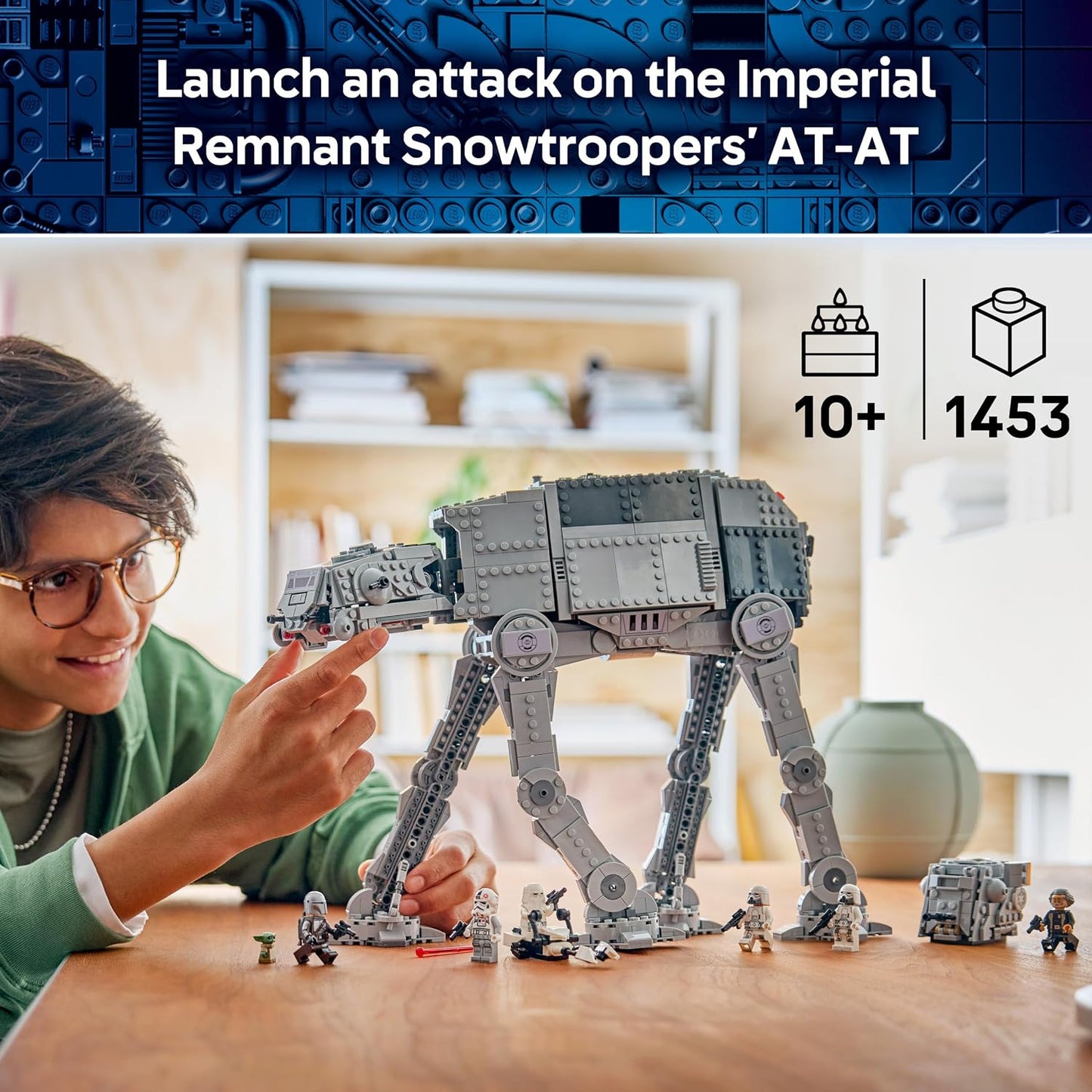 LEGO Star Wars 75454 AT-AT do Remanescente Imperial com Veículo INT-4 – Modelo de The Mandalorian e Grogu com Nave de Transporte, Speeder Bike, 7 Minifiguras e 1 Figura – Ideia de Presente para Meninos a partir de 10 Anos e Fãs