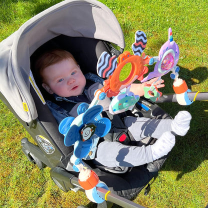 Nuby  Arco de brinquedo Ocean Friends Pram - Fácil de usar | Brinquedos interativos para bebês | Adequado desde o nascimento