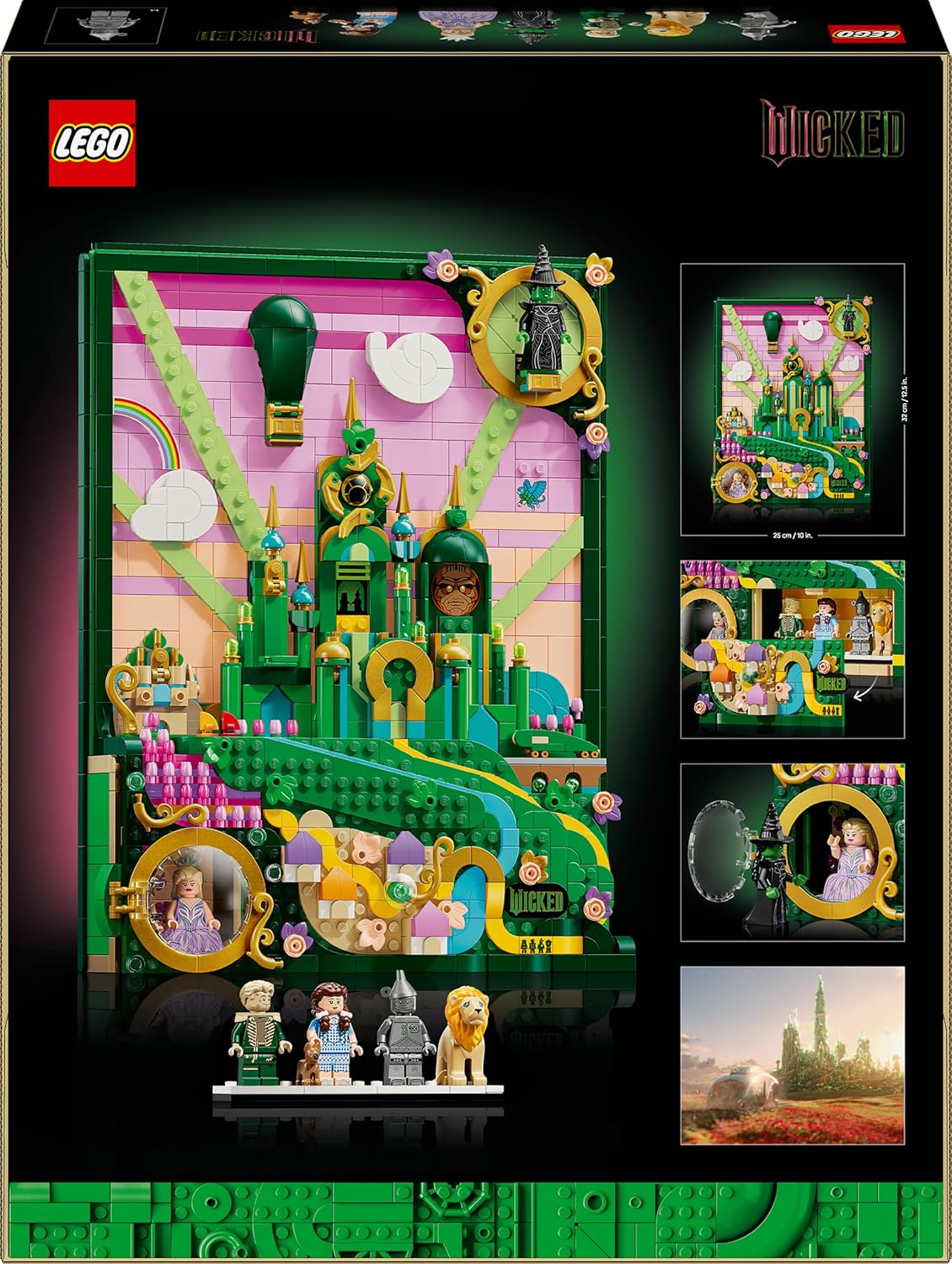 LEGO Wicked Emerald City Arte de Parede - Conjunto de Construção 3D para Adultos - Modelo de Exibição com 6 Minifiguras, incluindo Dorothy e uma Figura do Cão Toto - Decoração DIY para Casa - Presente para Fãs do Filme - 75685