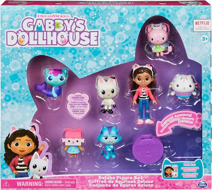 Gabby's Dollhouse, Conjunto de presente de luxo com 7 figuras de brinquedo e acessório surpresa, brinquedo infantil para crianças a partir de 3 anos, boneca Gabby Girl de 20,3 cm, brinquedo infantil para crianças a partir de 3 anos