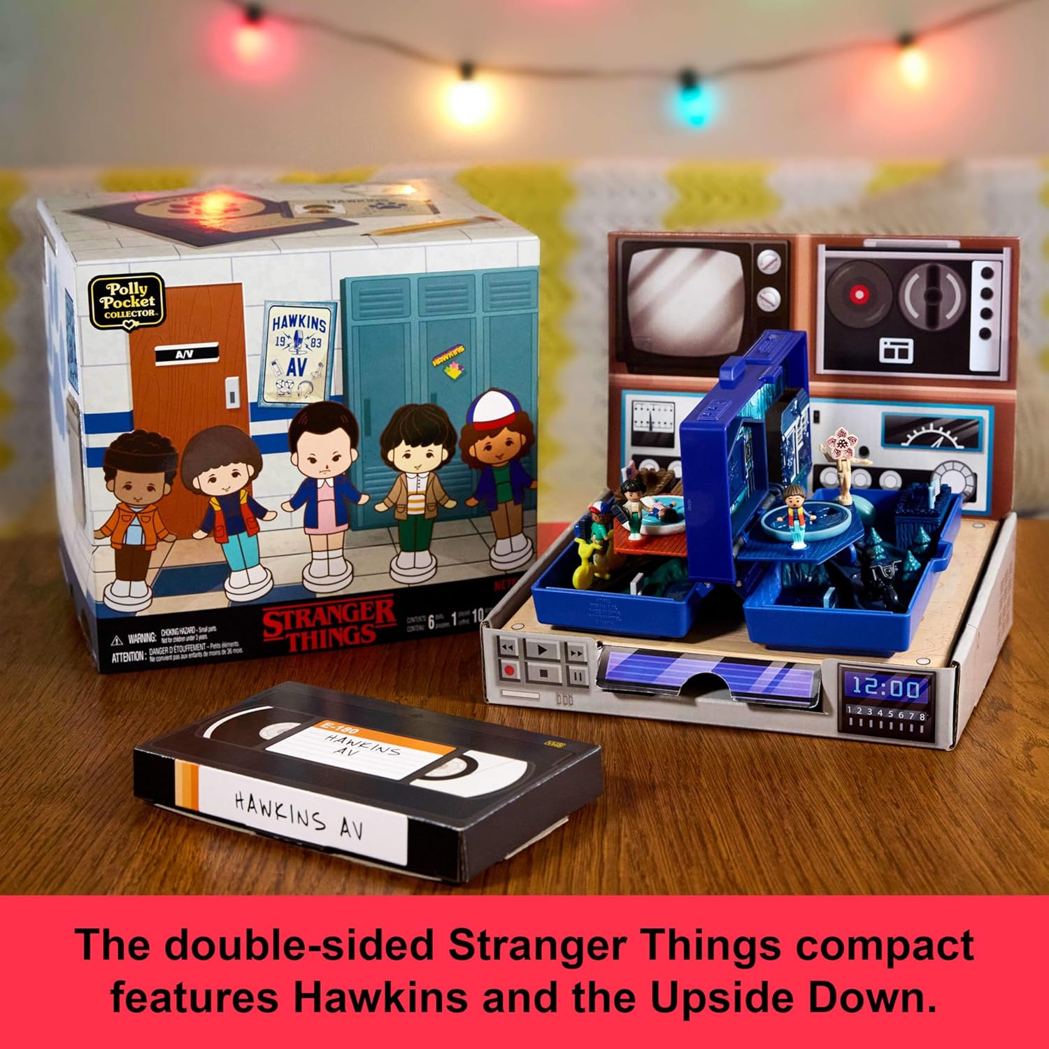 Polly Pocket Collector Playset, Stranger Things Compact com 6 bonecos