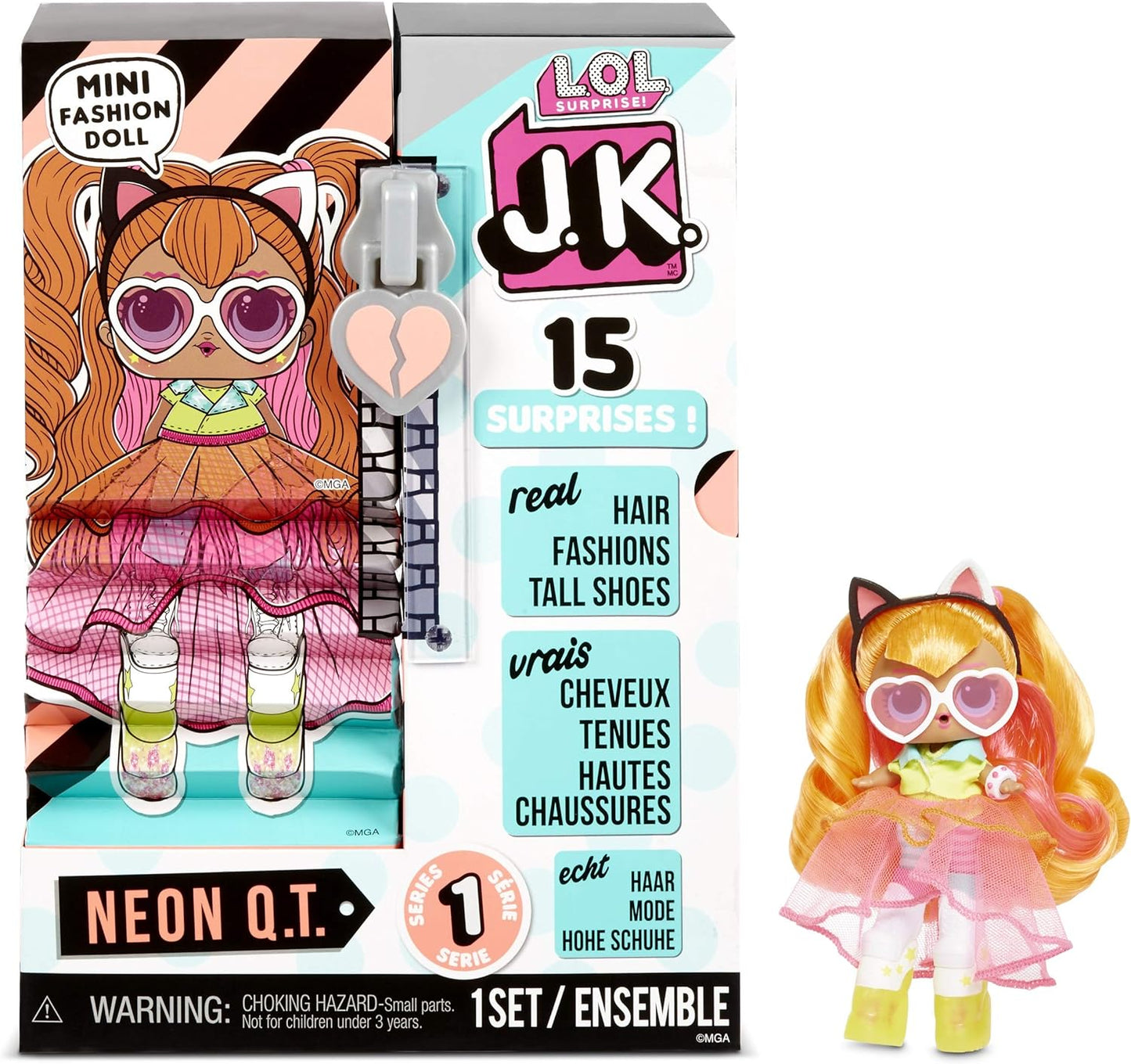 L.O.L. Surprise! JK Mini Fashion Doll - 15 surpresas, roupas e acessórios - colecionáveis - Neon Q.T.