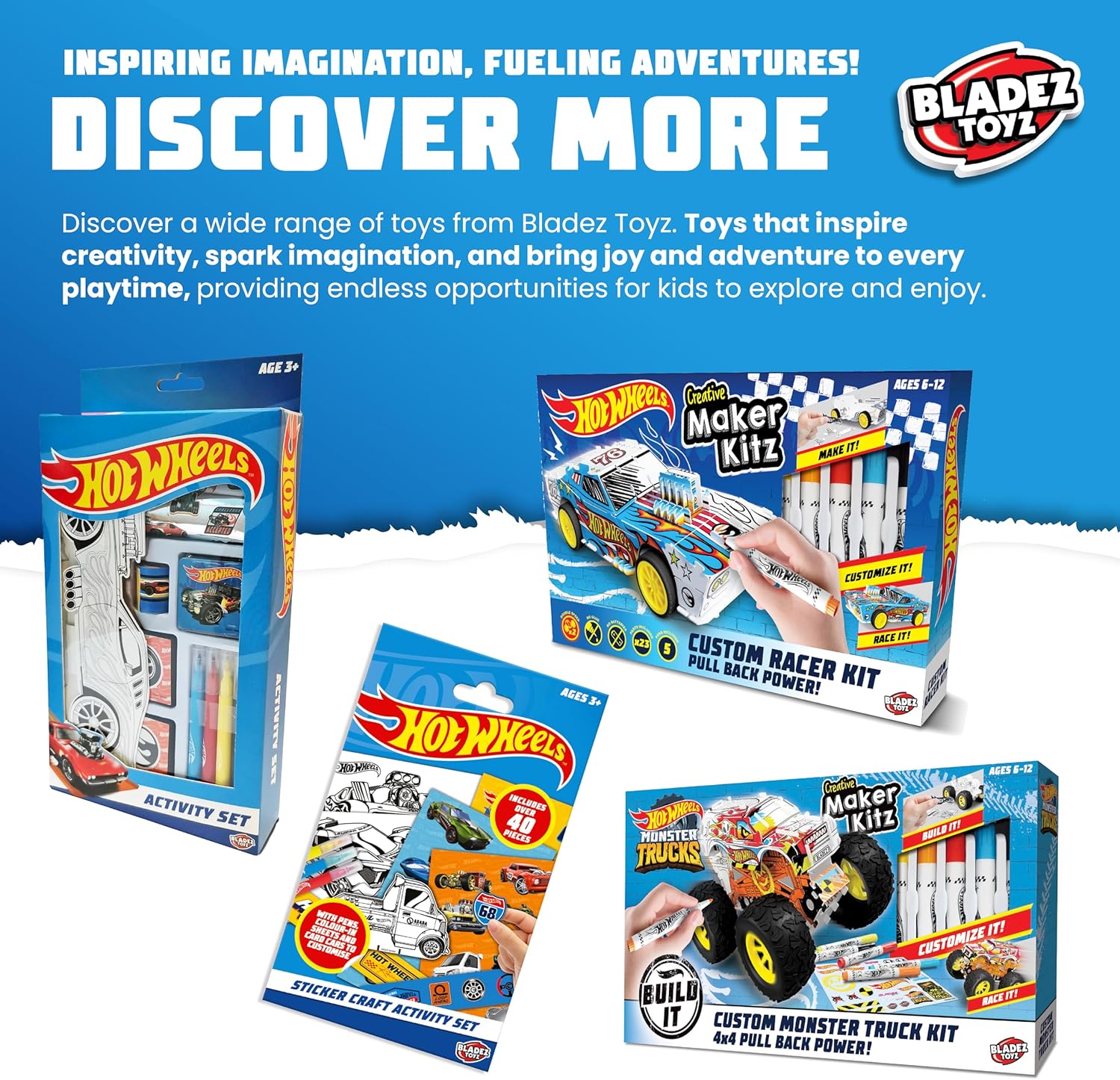 BLADEZ Hot Wheels Toyz Pull Back Racer Kit Set - Street Racers Twin Pa