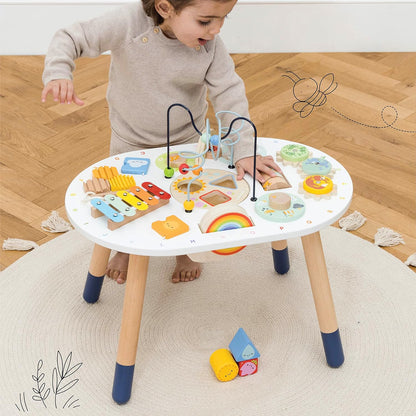 Le Toy Van Tabela de atividades PL137 | Brinquedos infantis - xilofone arco-íris, classificador de formas de madeira e muito mais - 18 meses +, médio
