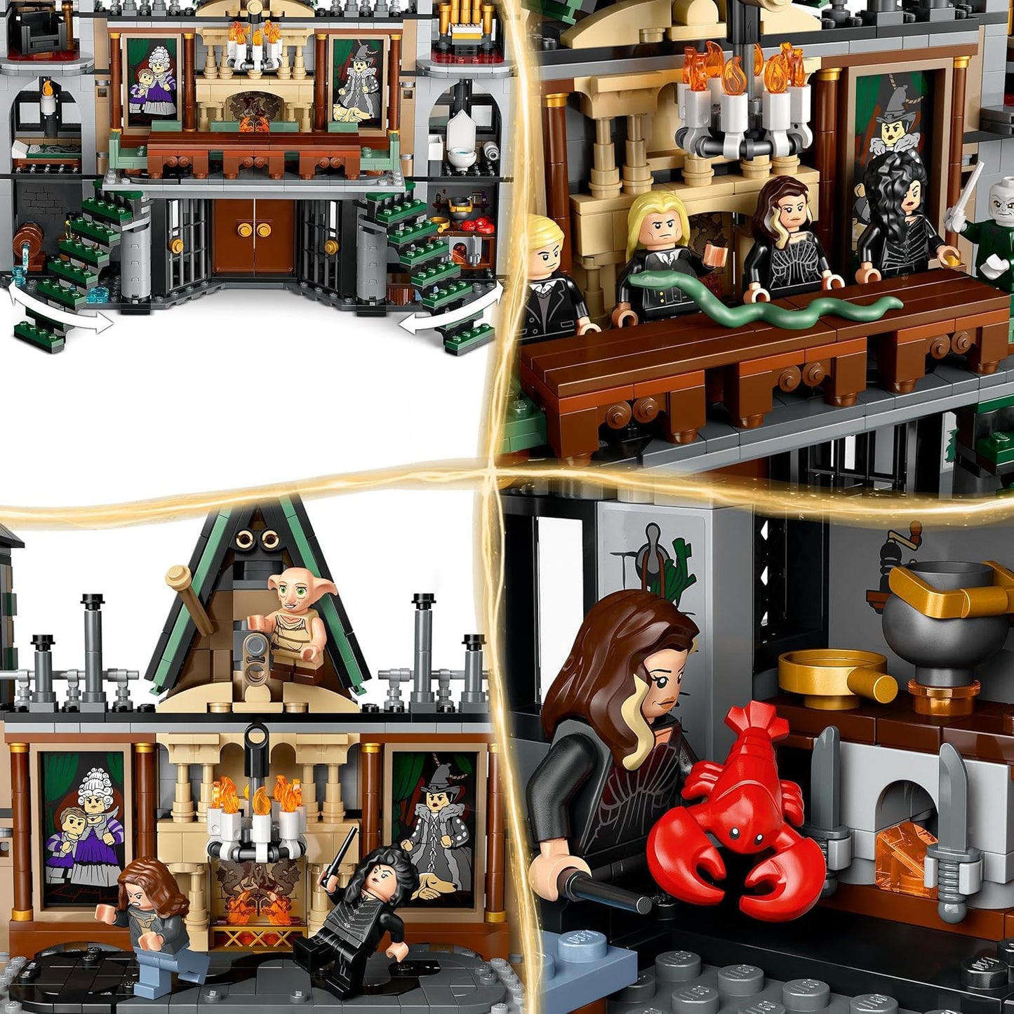 LEGO Conjunto Harry Potter Malfoy Manor, brinquedo de construção colecionável para crianças, apresenta minifiguras de 9 personagens, incluindo Dobby, presente criativo do mundo mágico