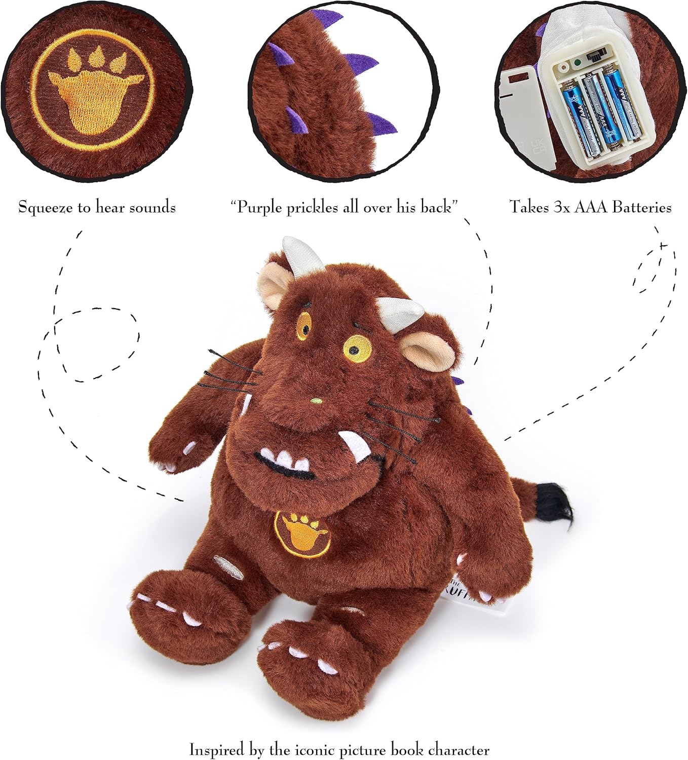 UAU! COISAS: O Gruffalo de Pelúcia Interativo | Brinquedo Oficial de Pelúcia Falante de 30 cm dos Livros e Filmes Infantis de Julia Donaldson e Axel Scheffler | Para Meninos e Meninas de 2 a 6 Anos