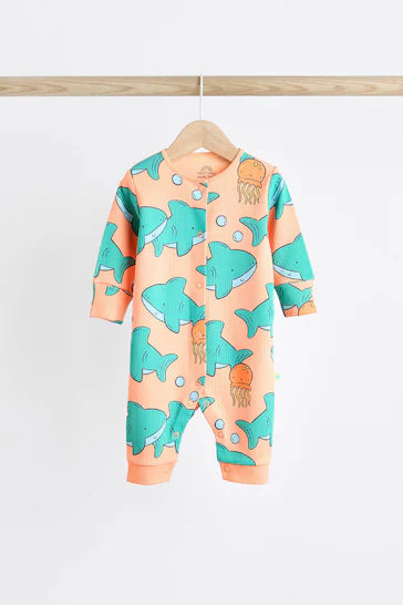 |BabyBoy| Pacote De 3 Pijamas Para Bebê Sem Pés - Estampa de tubarão brilhante (0 meses a 3 anos)