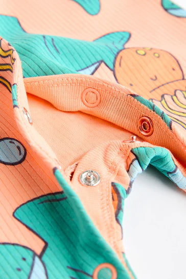 |BabyBoy| Pacote De 3 Pijamas Para Bebê Sem Pés - Estampa de tubarão brilhante (0 meses a 3 anos)