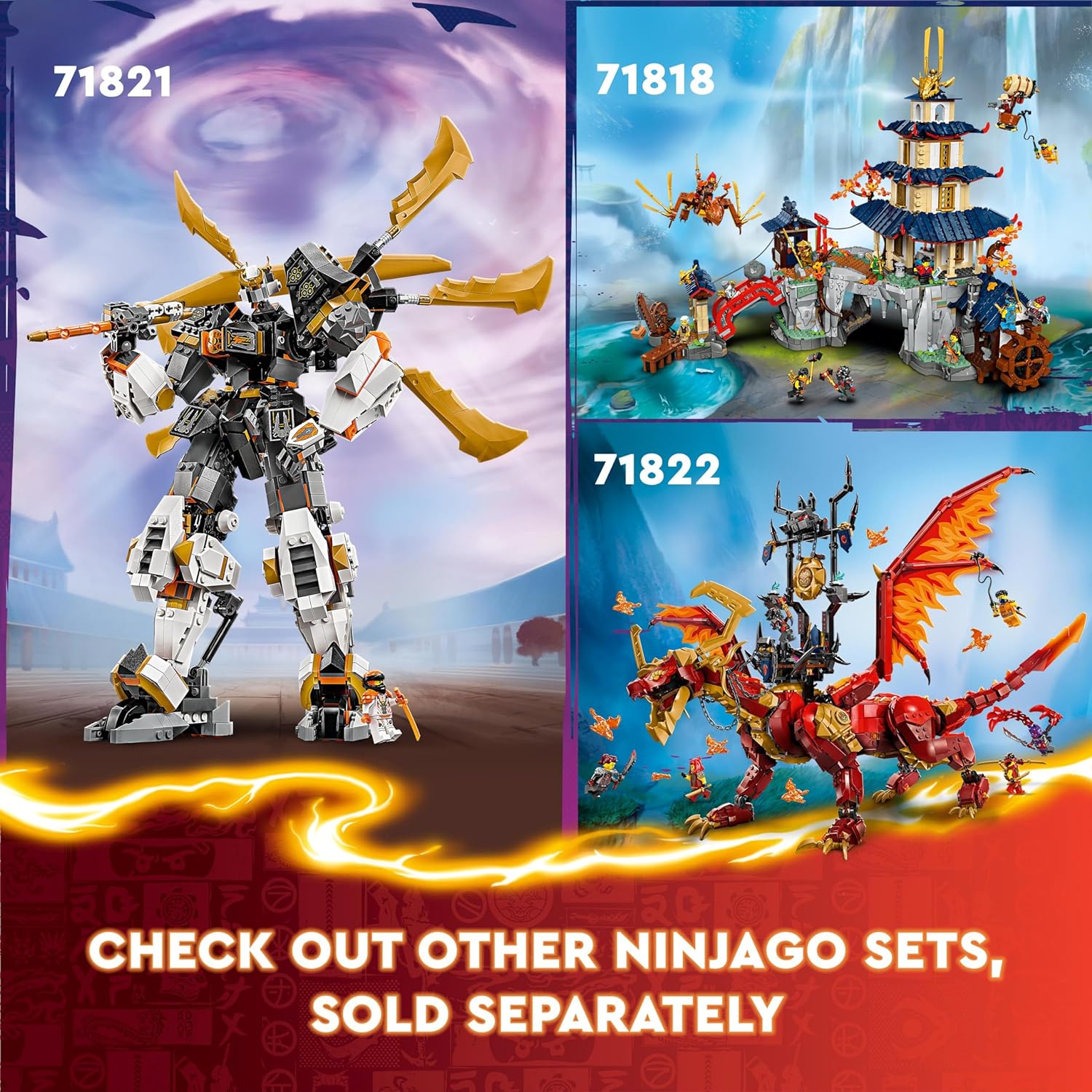 LEGO Conjunto Titan Dragon Mech de NINJAGO Cole, brinquedo de aventura
