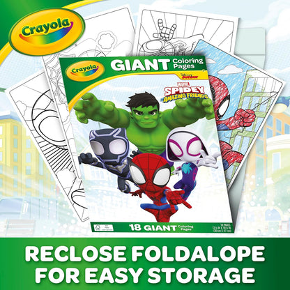 CRAYOLA Livro de colorir gigante da - Homem-Aranha e seus amigos incríveis | 18 páginas de diversão para colorir com o Homem-Aranha | Inclui 100 adesivos | Ideal para crianças a partir de 3 anos