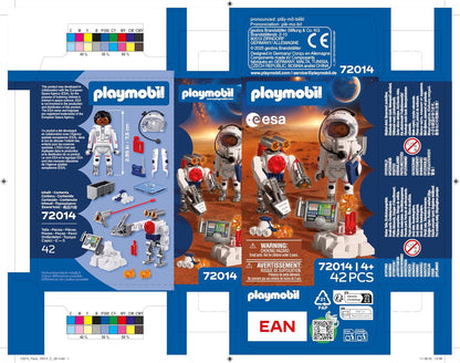 Playmobil | Espaço | ESA: Astronauta com Robô | Com Veículo de Exploração de Marte, Estação de Análise e 3 Amostras de Rocha | Conjunto de Exploração Espacial | Para Crianças a partir de 4 Anos | 72014