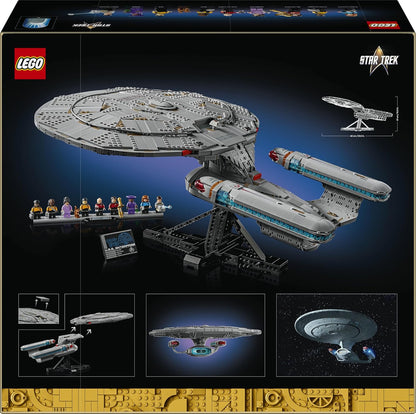 LEGO Icons Star Trek: U.S.S. Enterprise NCC-1701-D - Kit de Modelo para Exibição para Adultos - 2 Cápsulas de Transporte, Função de Separação e 9 Minifiguras, incluindo Jean-Luc Picard e William Riker - Presente para Fãs - 10356