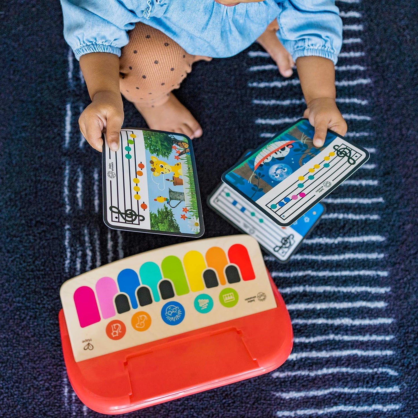 Baby Einstein Piano Magic Touch das primeiras melodias de Hape Cal, brinquedo musical de madeira com 3 folhas, 6 melodias, 6+ meses, 1 contagem (pacote com 1)