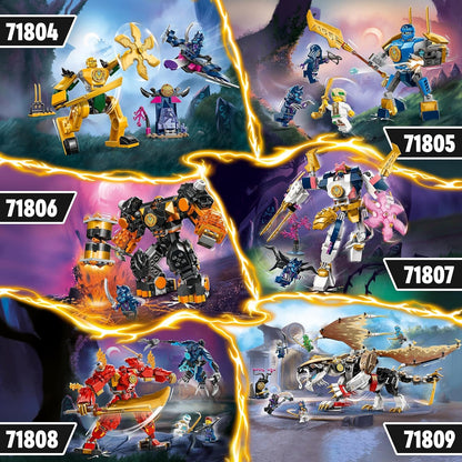 LEGO NINJAGO Jay’s Mech Battle Pack, brinquedo de bonecos de ação para meninos, meninas e crianças de 6 anos ou mais, conjunto Dragons Rising com personagem ninja Jay Minifigura para diversão de dramatização, pequena ideia de presente 71805