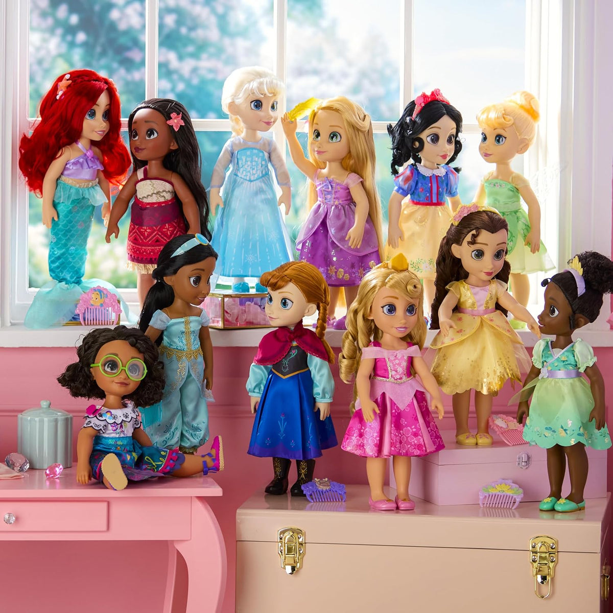 Disney Boneca Oficial Jasmine da Store com Escova de Cabelo de Brinquedo, Aladdin, 40,5 cm / 16 pol., Coleção Once Upon a Story, Idade 3+