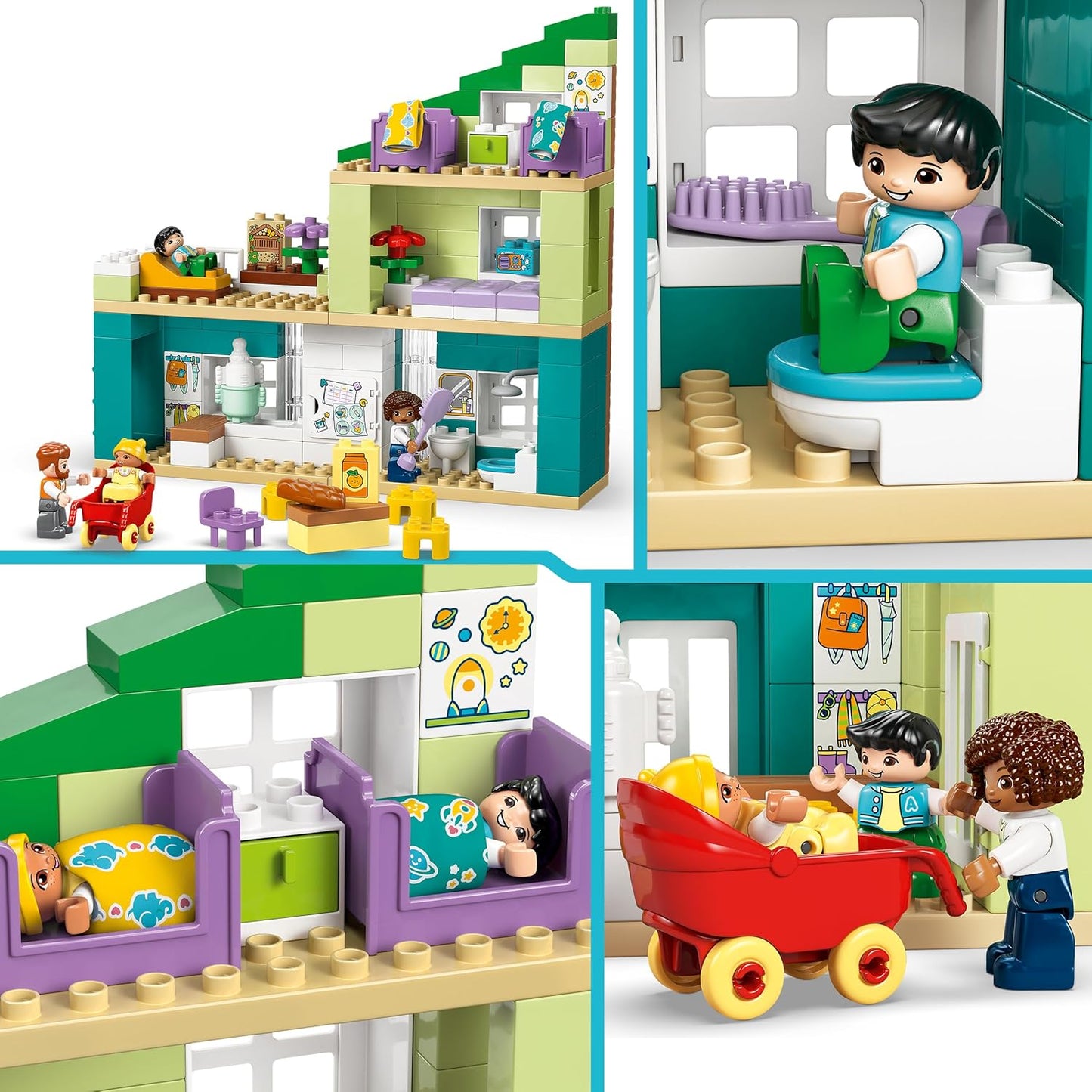 LEGO DUPLO 3 em 1 Casa Moderna com Figuras - Brinquedo Educativo para Desenvolvimento da Coordenação Motora em Crianças - Conjunto Montessori Interativo com Acessórios para Casa de Bonecas Presente para Meninas e Meninos a partir de 2 Anos 10470