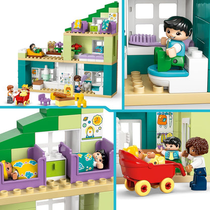 LEGO DUPLO 3 em 1 Casa Moderna com Figuras - Brinquedo Educativo para Desenvolvimento da Coordenação Motora em Crianças - Conjunto Montessori Interativo com Acessórios para Casa de Bonecas Presente para Meninas e Meninos a partir de 2 Anos 10470