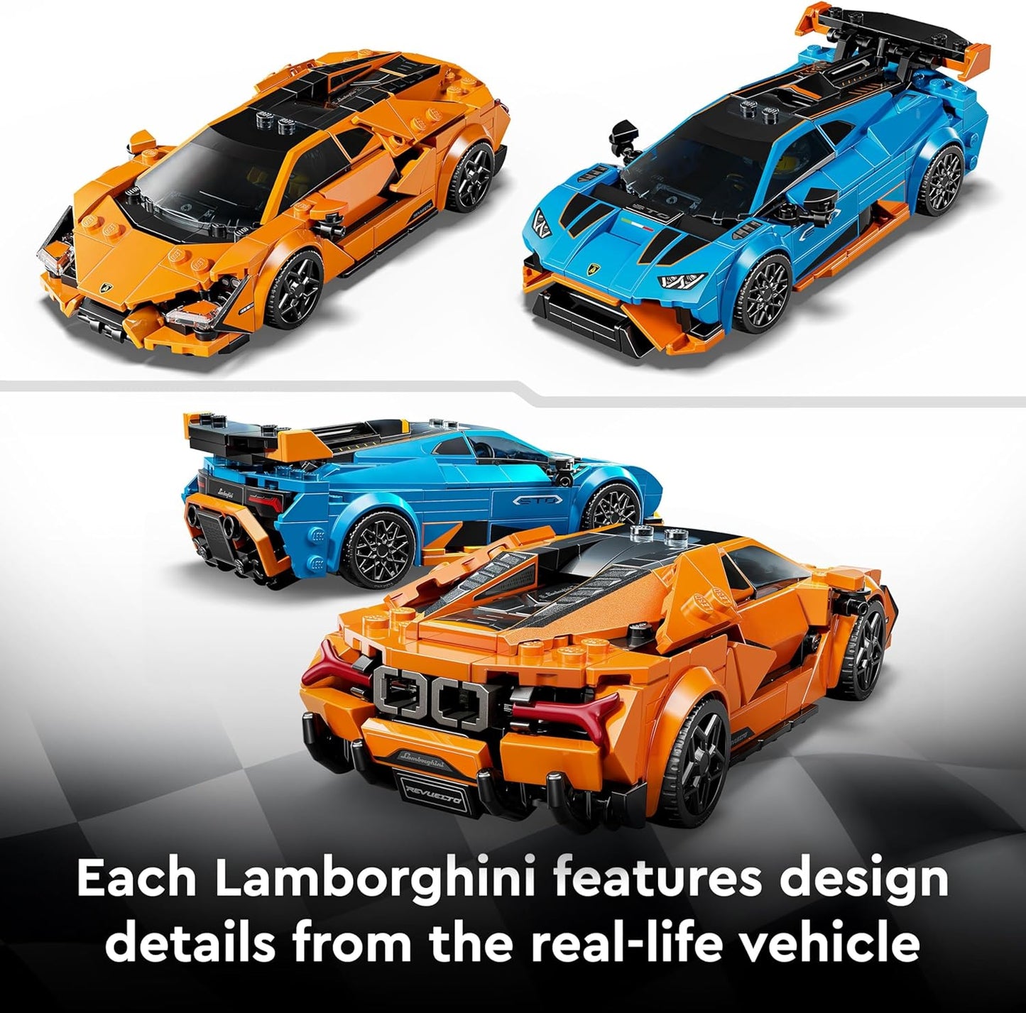 LEGO Speed Champions Lamborghini Revuelto e Huracán STO - Kit de Modelo de Carros de Corrida de Brinquedo com 2 Minifiguras de Pilotos - Presente de Aniversário para Meninos a partir de 10 Anos - 77238