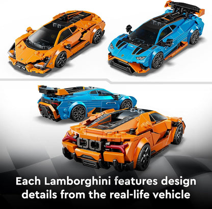 LEGO Speed Champions Lamborghini Revuelto e Huracán STO - Kit de Modelo de Carros de Corrida de Brinquedo com 2 Minifiguras de Pilotos - Presente de Aniversário para Meninos a partir de 10 Anos - 77238