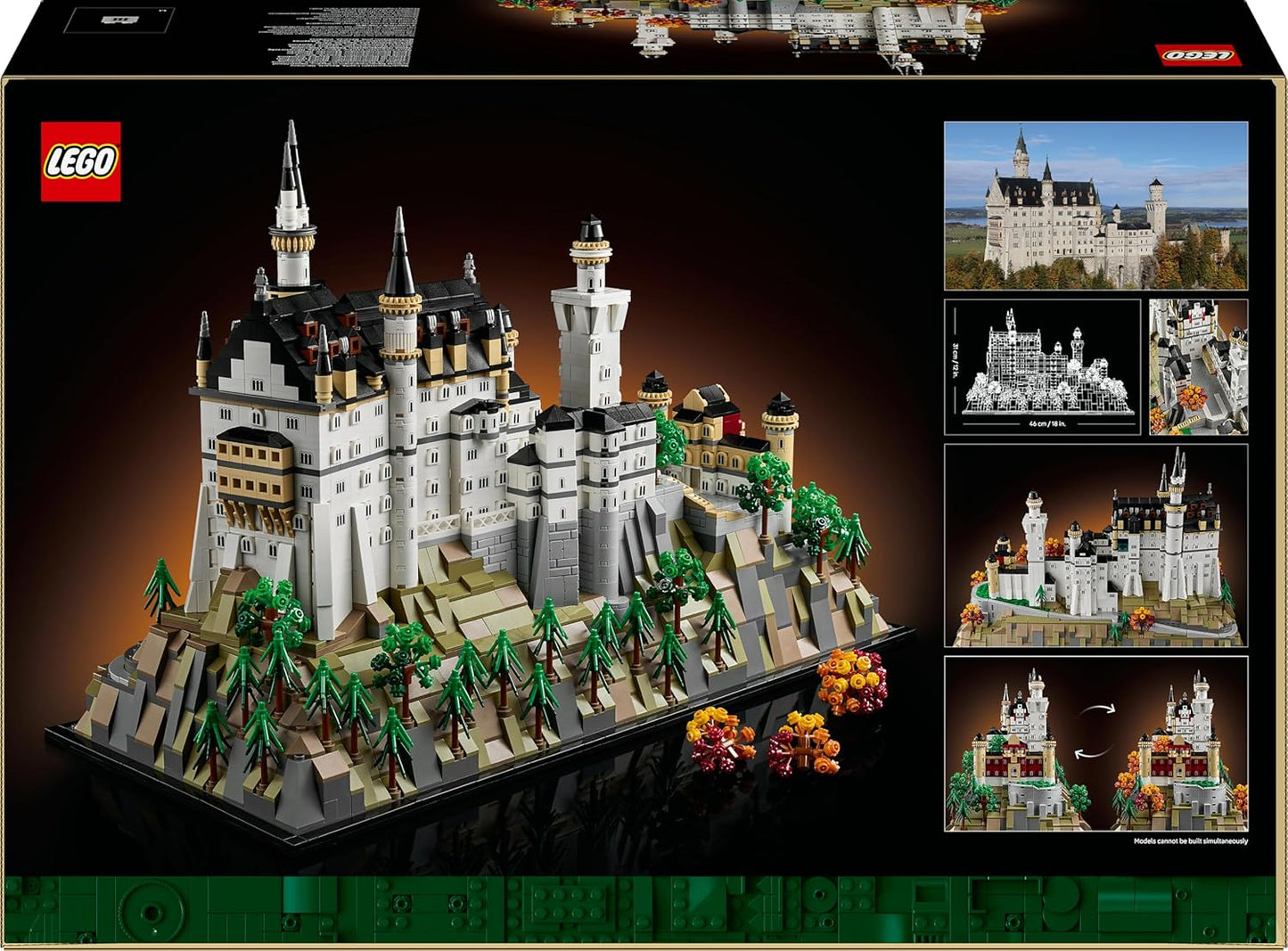 LEGO Architecture Castelo de Neuschwanstein - Kit de Modelo para Exibição (Faça Você Mesmo) para Adultos - Inclui Torres, Pátios e Interior Detalhado - Presente Histórico para Fãs - 21063