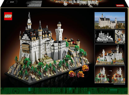 LEGO Architecture Castelo de Neuschwanstein - Kit de Modelo para Exibição (Faça Você Mesmo) para Adultos - Inclui Torres, Pátios e Interior Detalhado - Presente Histórico para Fãs - 21063