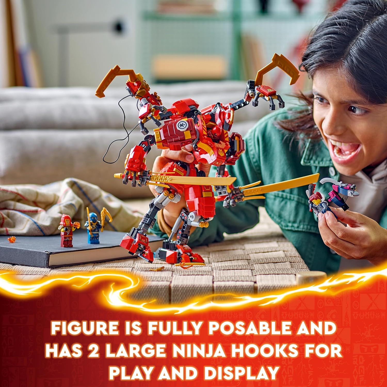 NINO boneco Kai, NINJAGO de Mech Climber Ninja brinquedos de Conjunto LEGO 9インチ 赤 キッズサイズ コンガ パーカッション・打楽器