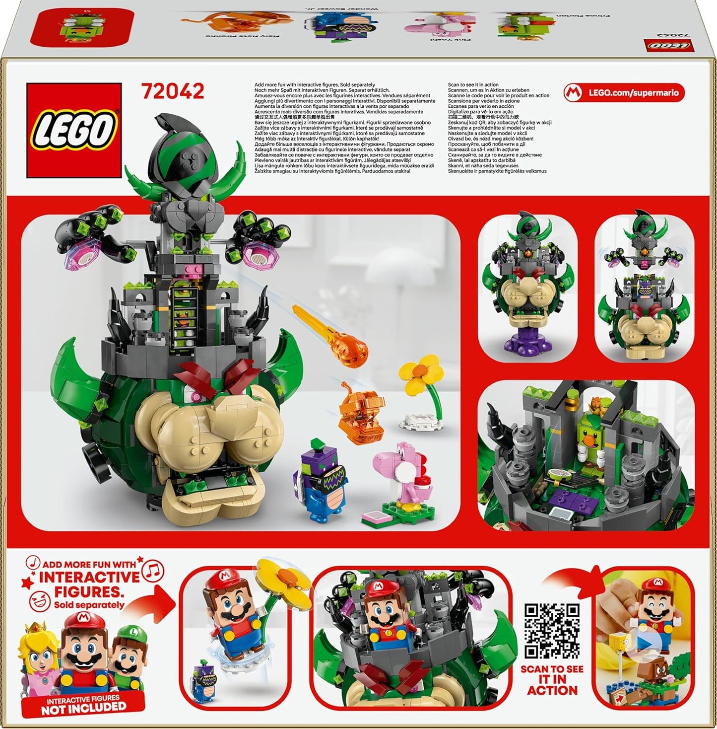 LEGO Super Mario Príncipe Florian e Castelo Bowser - Brinquedo interativo com 4 figuras, incluindo Yoshi rosa, e um suporte para brincar e exibir - Presente perfeito para crianças a partir de 9 anos - 72042