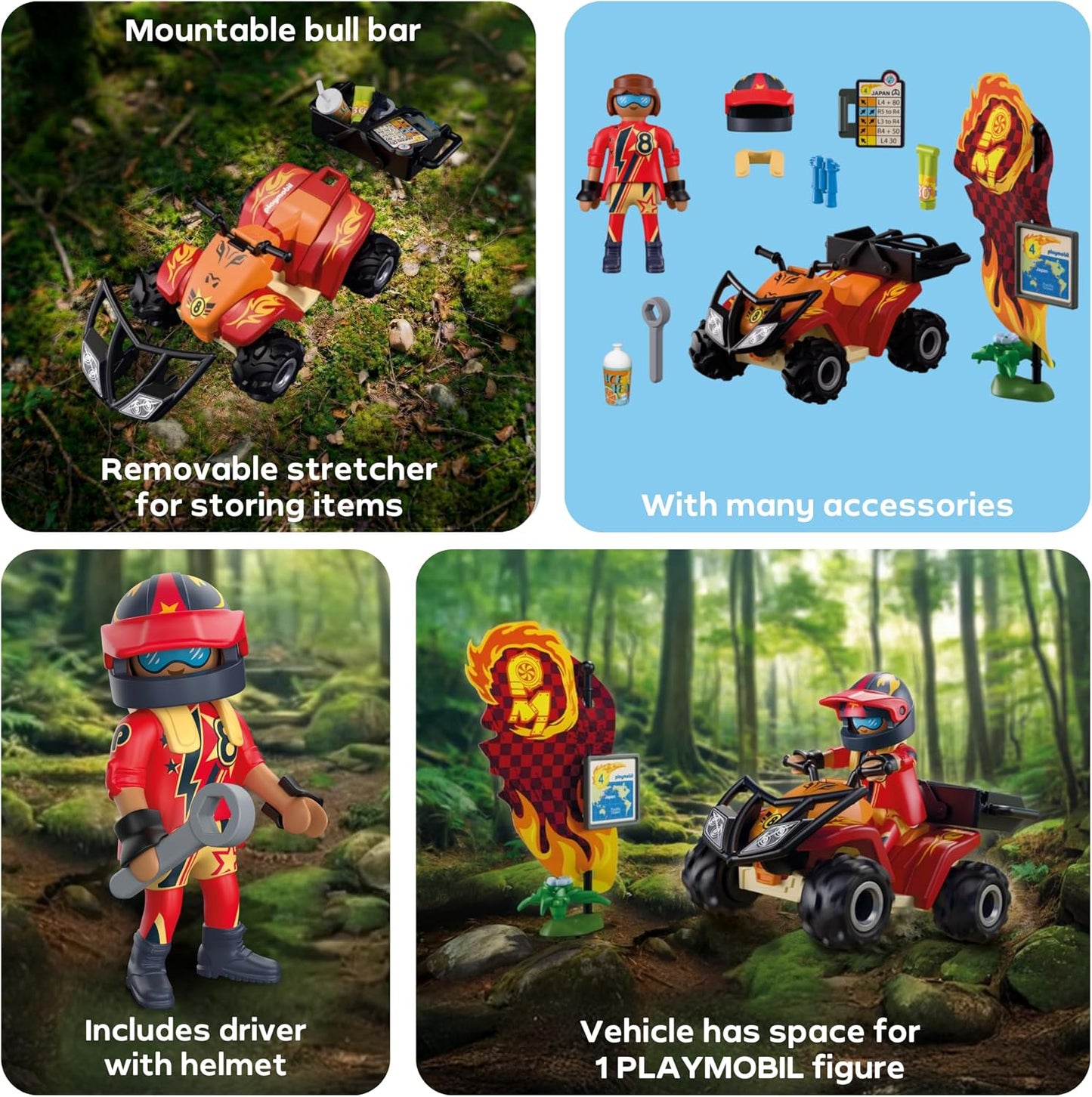 Playmobil | Veículos | Quadriciclo Off-road | Quadriciclo off-road com para-choque de proteção removível | brinquedo para crianças a partir de 4 anos | 72064