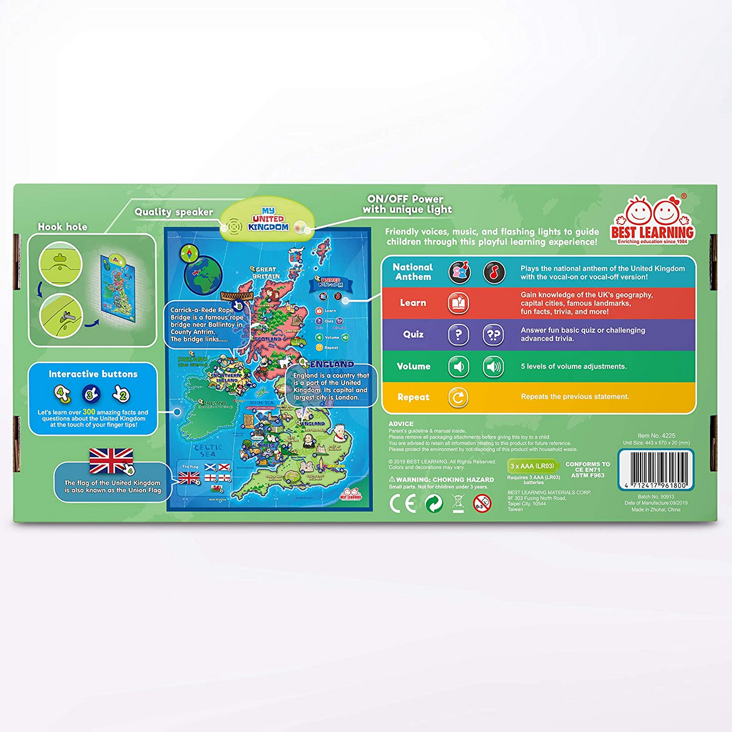 BEST LEARNING i-Poster Meu mapa interativo do Reino Unido - Brinquedo falante educacional para meninos e meninas de 5 a 12 anos para crianças | Jogo eletrônico de geografia do Reino Unido 5, 6, 7 presente de aniversário